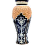 Antique Royal Doulton Art Nouveau Gilt Circle Vase Raised Foliate Decoration