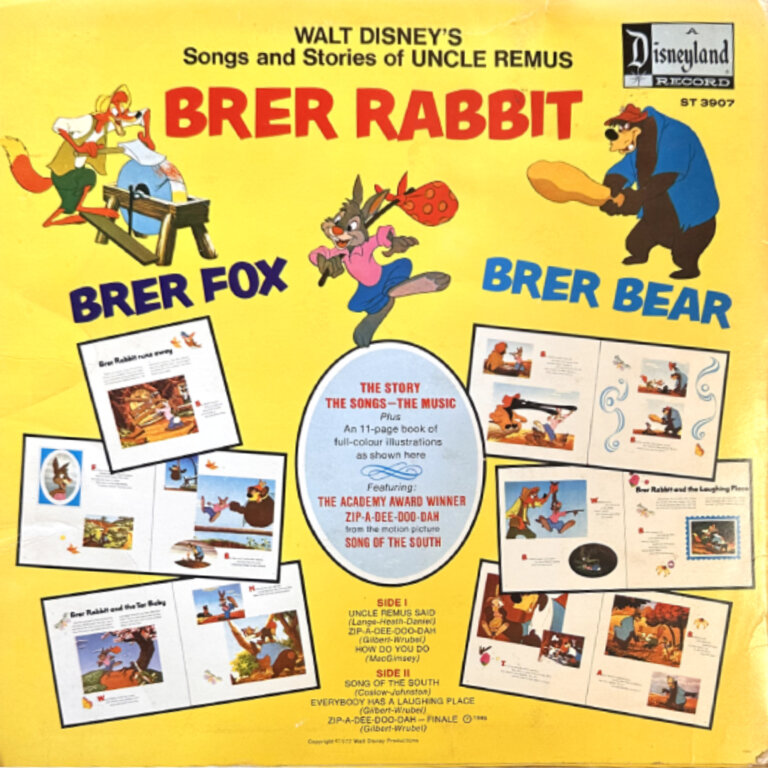 Original Walt Disney “Songs & Stories of Uncle Remus Brer Rabbit” Vinyl ...