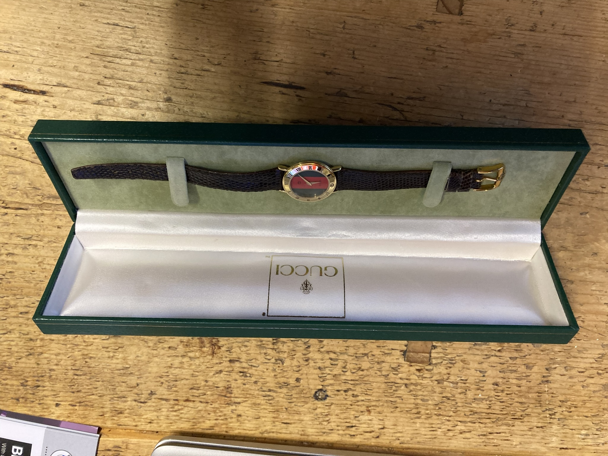 Gucci Sherry Line Gold Brown Leather Watch - Image 9