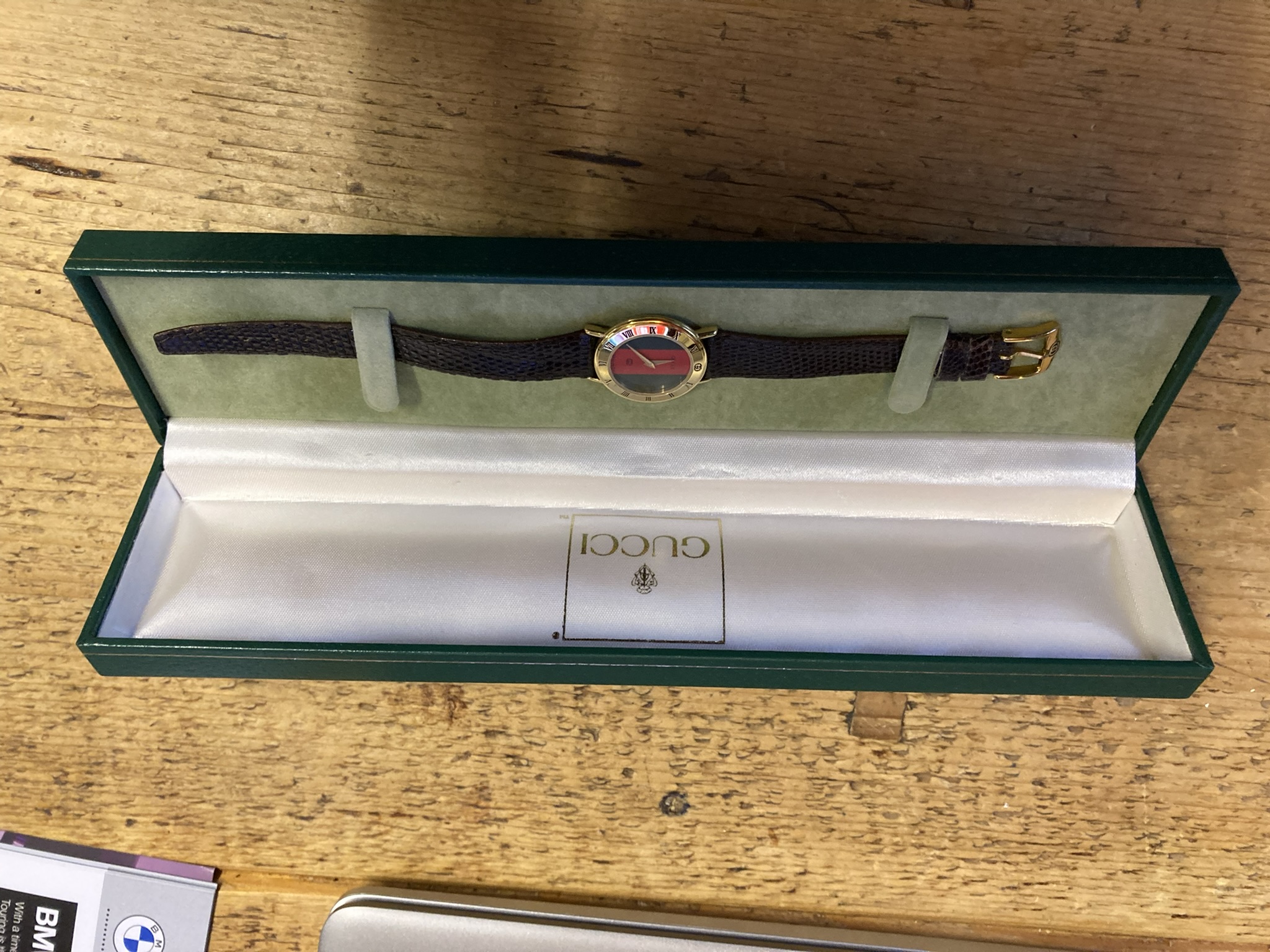 Gucci Sherry Line Gold Brown Leather Watch - Image 4